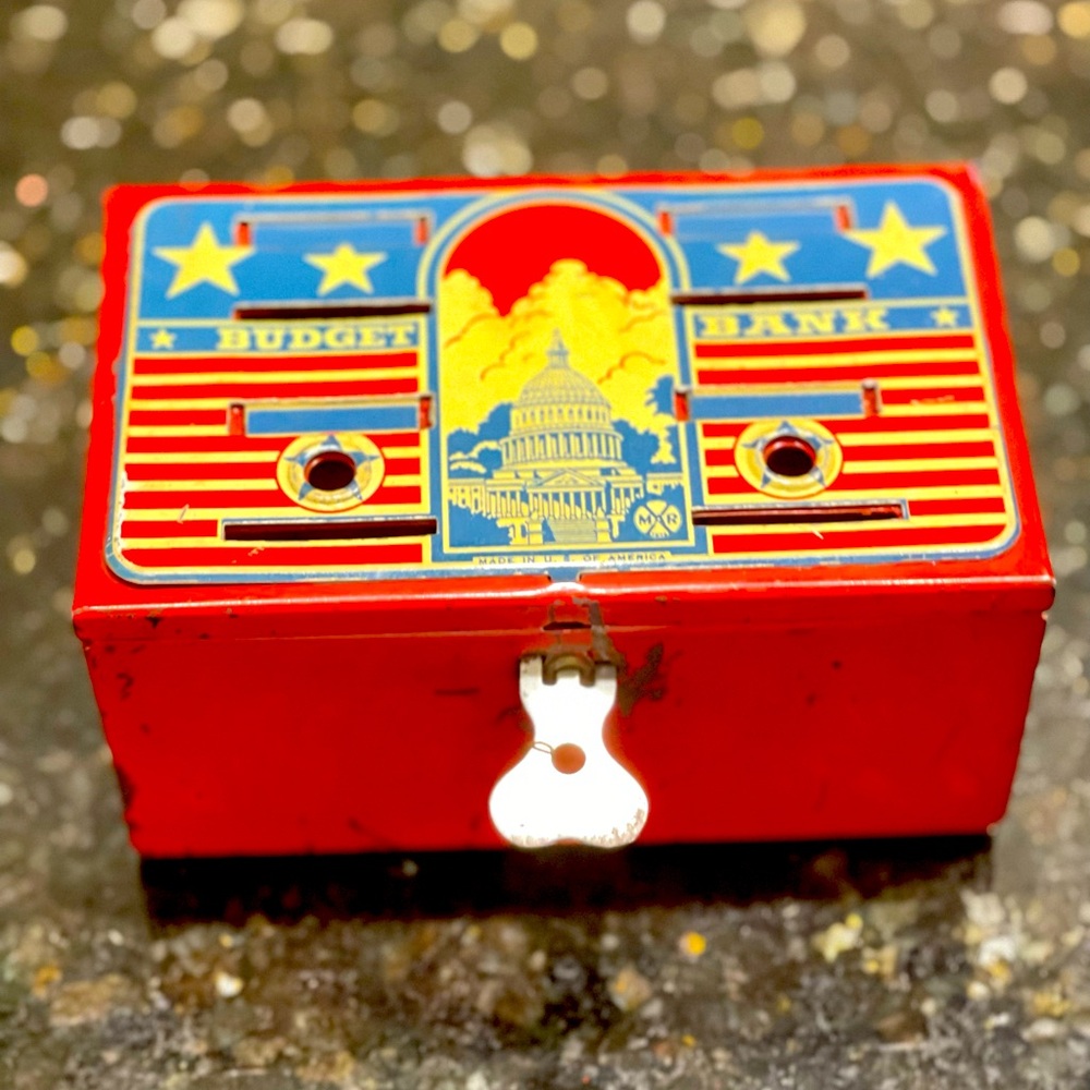 Vintage Marx Toys Red White & Blue Capitol Building Budget Bank